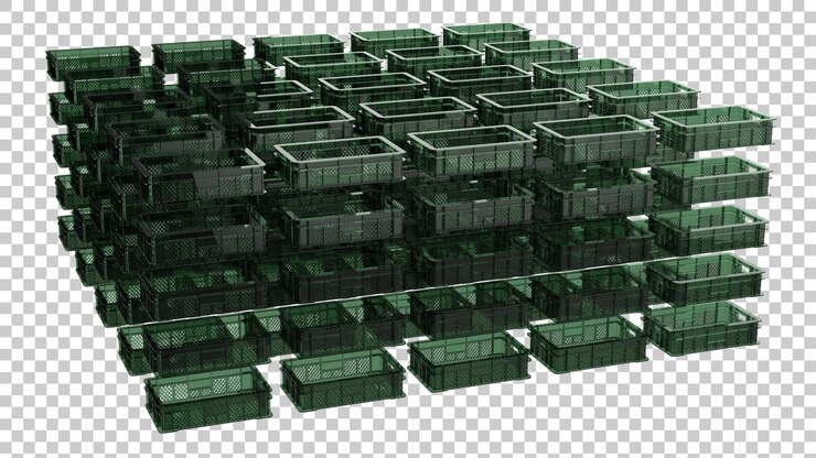 PSD caja de plástico vacía sobre fondo transparente ilustración de renderizado 3d