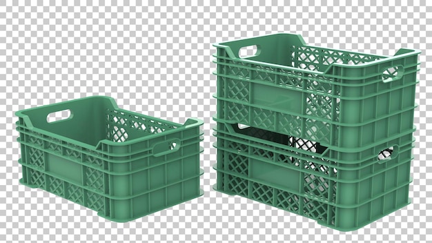 Caja de plástico vacía sobre fondo transparente Ilustración de renderizado 3d