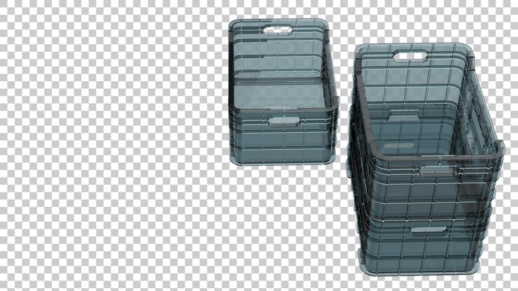 PSD caja de plástico vacía sobre fondo transparente ilustración de renderizado 3d