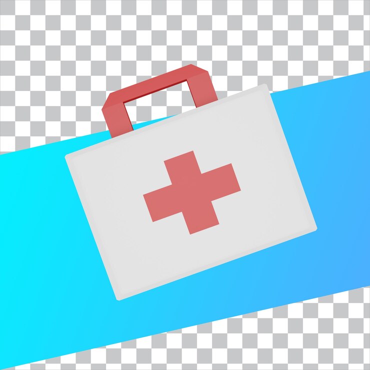 PSD caja de primeros auxilios 3d render low poly aislada