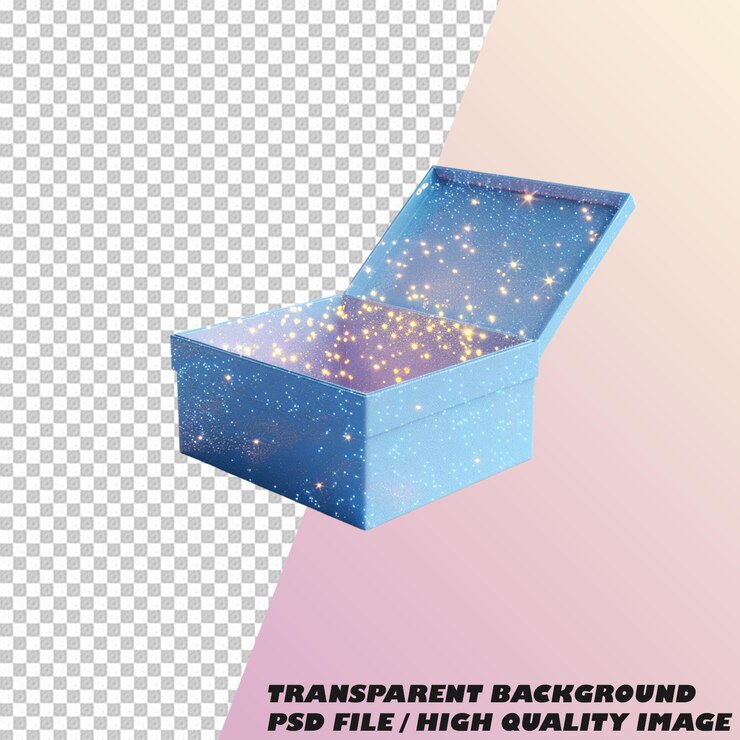 PSD caja de regalo 3d en un archivo psd de fondo transparente