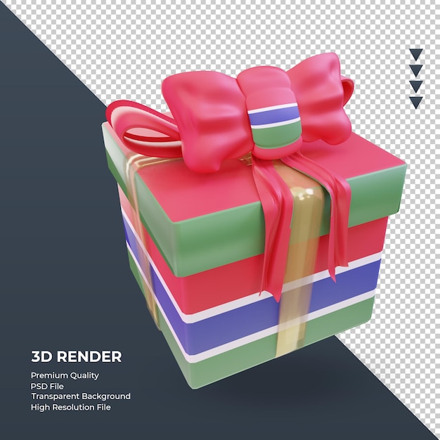 Caja de regalo 3d bandera de gambia renderizado vista izquierda