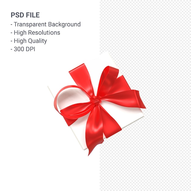 PSD caja de regalo 3d con cinta hermosa y arco aislado