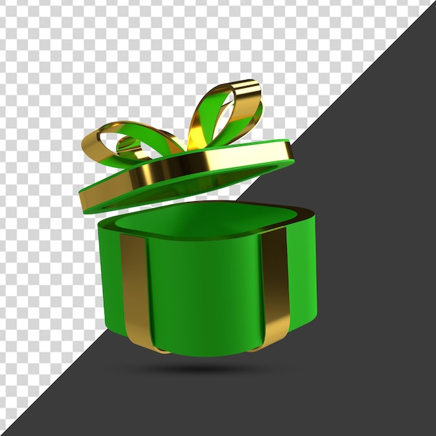 Caja de regalo 3d envuelto verde psd