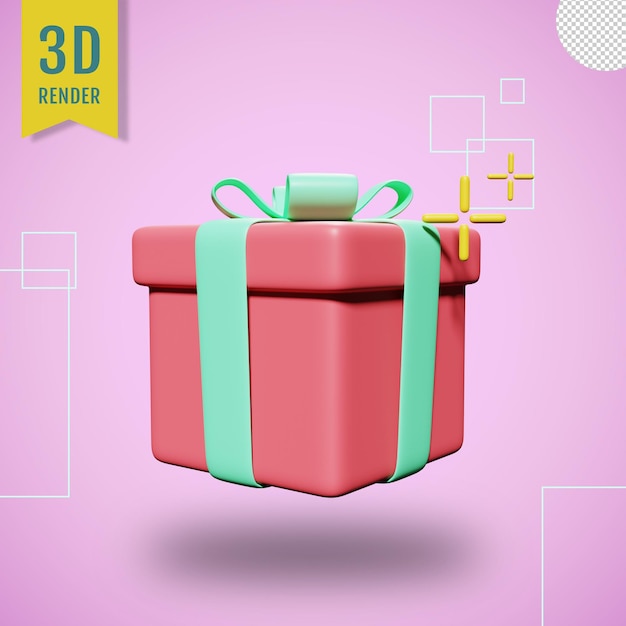 PSD caja de regalo 3d con fondo transparente