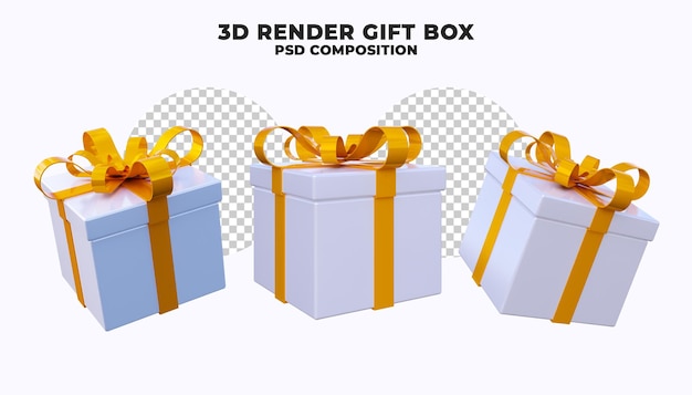 caja de regalo, 3d, render, aislado