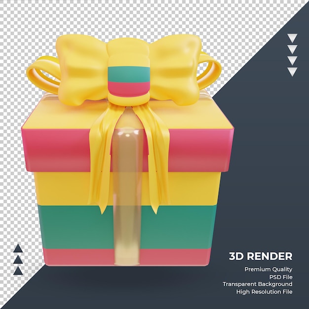 Caja de regalo 3D vista frontal de representación de la bandera de Lituania