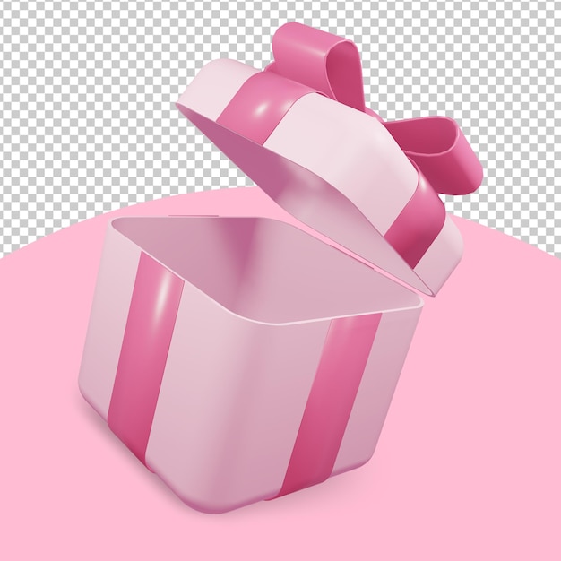 Caja de regalo abierta rosa renderizada en 3D