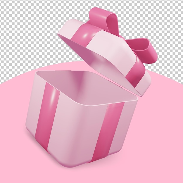 PSD caja de regalo abierta rosa renderizada en 3d