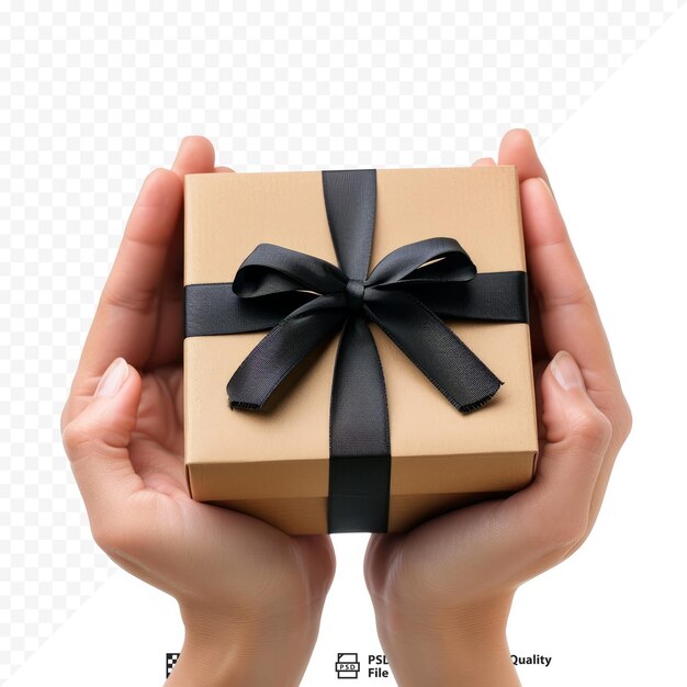 PSD caja de regalo aislada manos sosteniendo caja de regalo