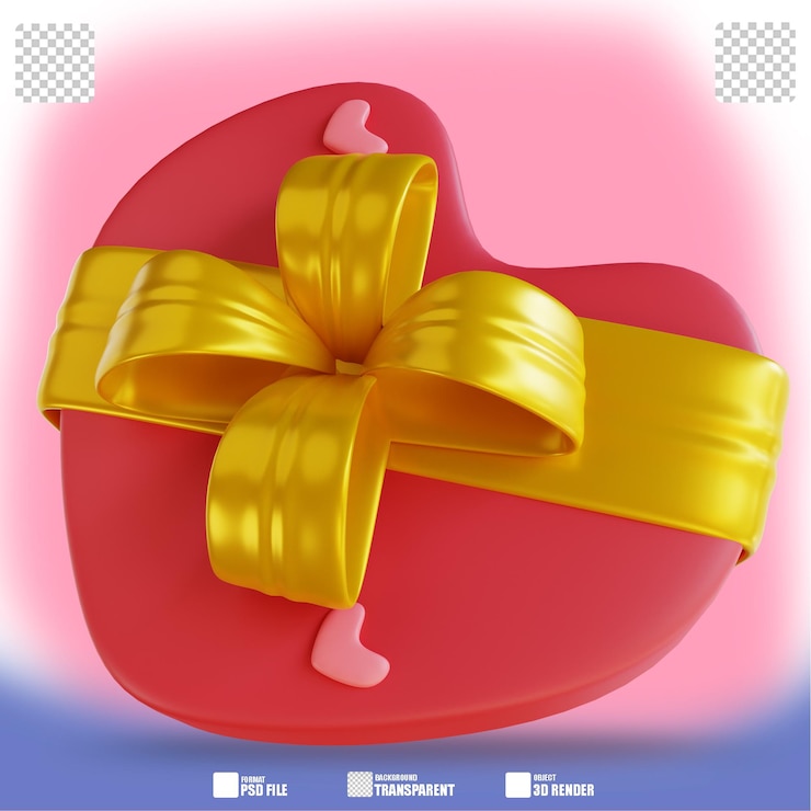 PSD caja de regalo de amor de ilustración 3d 3