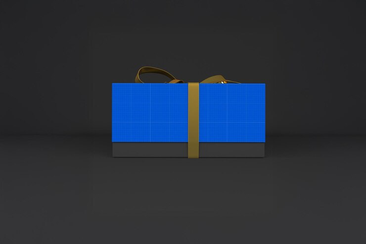Una caja de regalo azul bellamente envuelta con una cinta de oro perfecta para cualquier ocasión especial