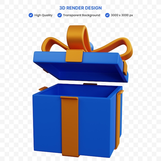 Caja de regalo azul de representación 3d aislada