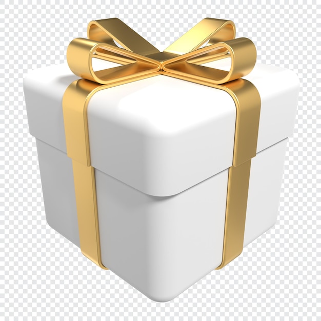 Caja regalo blanca con cinta de oro Caja regalo de papel blanco realista con lazo de cinta de oro
