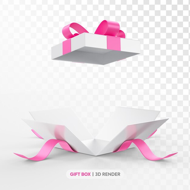 Caja de regalo blanca y rosa renderizado en 3d