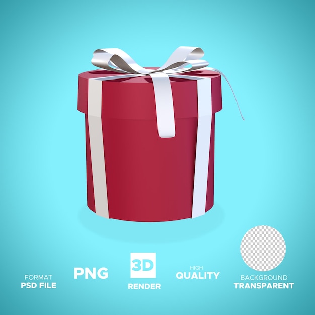Caja de regalo de círculo con cinta para diseño ilustración 3D Render icono objeto aislado