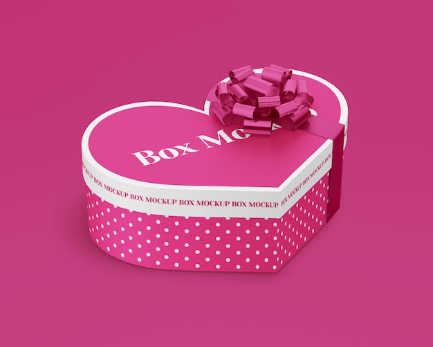 Caja de regalo de corazón de papel con cinta