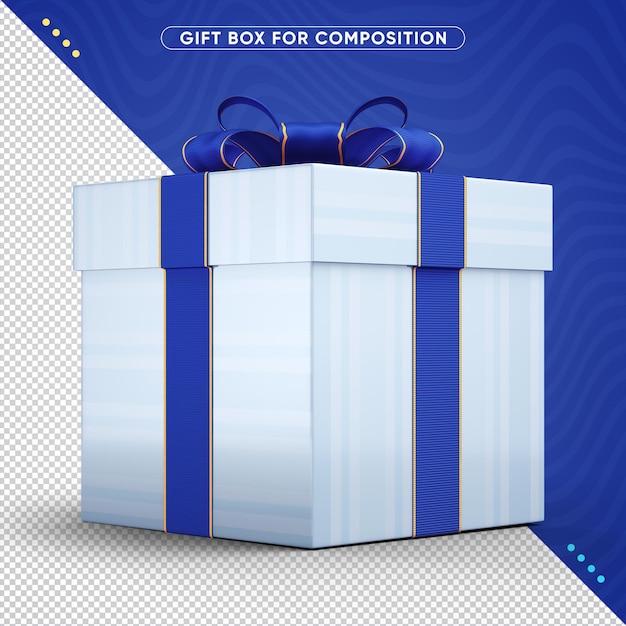 Caja de regalo con diseño de cinta azul