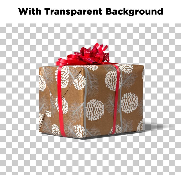 PSD caja de regalo envuelta con cinta roja aislada sobre un fondo transparente