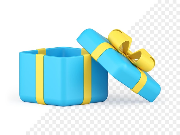 Caja de regalo festiva azul desea vacaciones sorpresa felicitaciones icono 3d realista