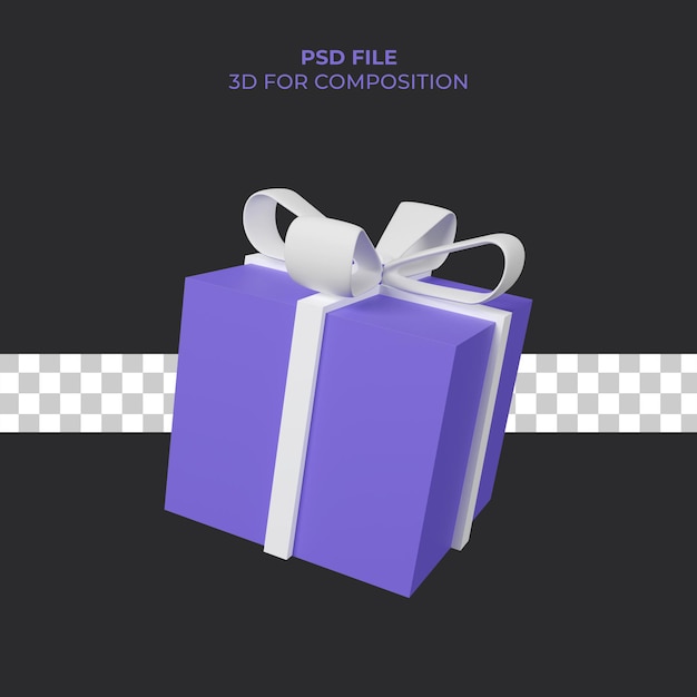 Caja de regalo de ilustración 3d premium psd