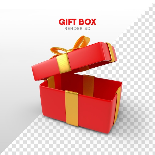 PSD caja de regalo con lazo en formato de dibujos animados para composición navideña