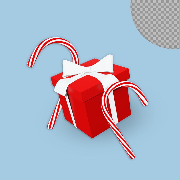PSD caja de regalo de navidad 3d con decoración