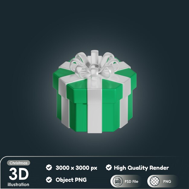 Caja de regalo de navidad 3d