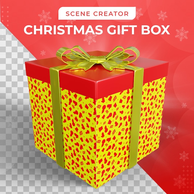 Caja de regalo de navidad colorida 3d realista para renderizado 3d de composición