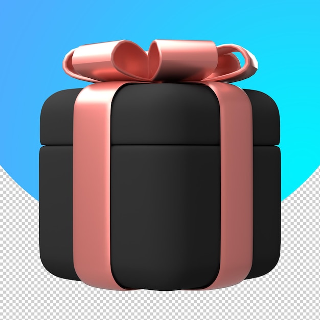 caja de regalo negra con cinta roja renderización 3D