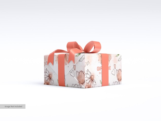 PSD caja de regalo de papel con maqueta de cinta