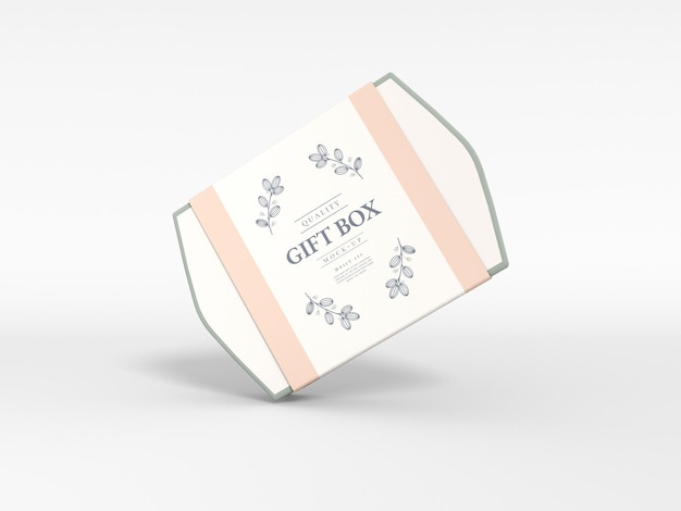 Caja de regalo de papel con maqueta de tapa
