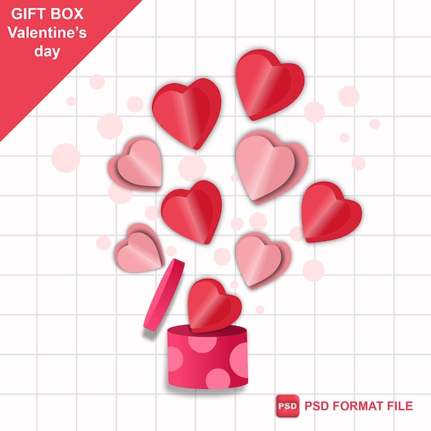 Caja de regalo plana de vector ilustración de regalo de feliz día de san valentín