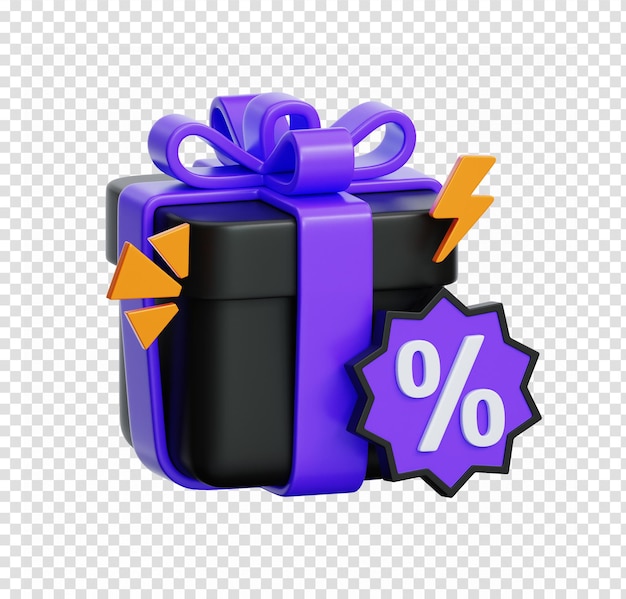 Caja de regalo púrpura con cinta amarilla y lazo