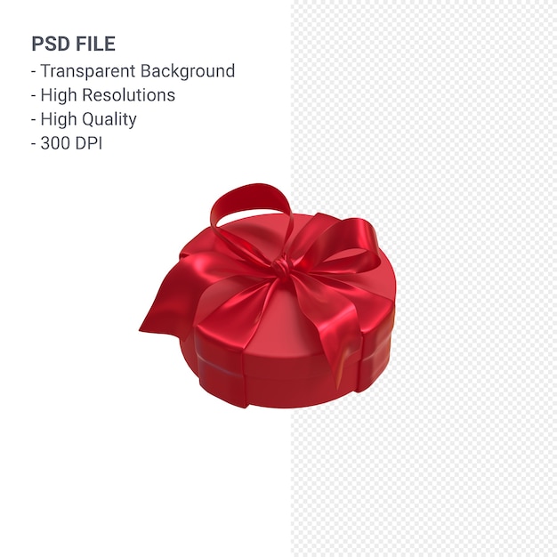 PSD caja de regalo roja 3d con cinta roja aislada