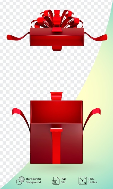 Caja de regalo roja lujo aislado en fondo transparente sorpresa abierta concepto de venta de día de boxeo