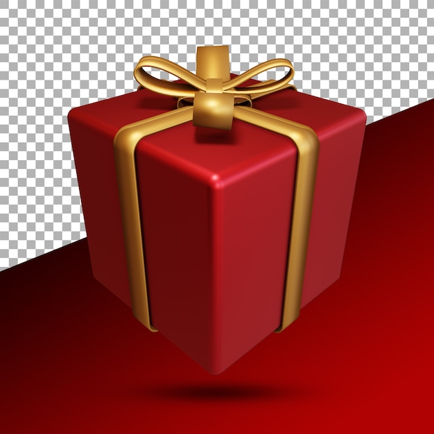 Caja de regalo roja en representación 3D aislada