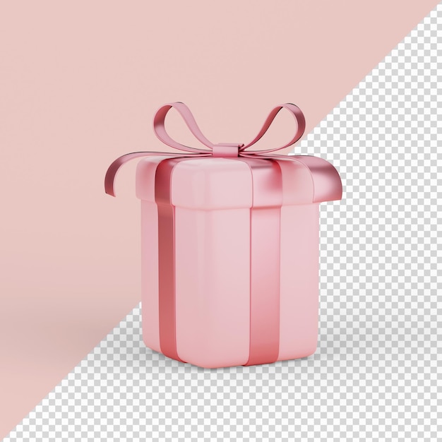 Caja de regalo rosa aislado render 3d