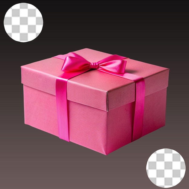 PSD caja de regalo rosa con cinta rosa aislada sobre un fondo blanco