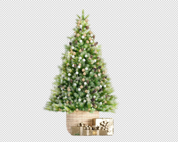 Caja de regalos árbol de navidad decorado verde claro