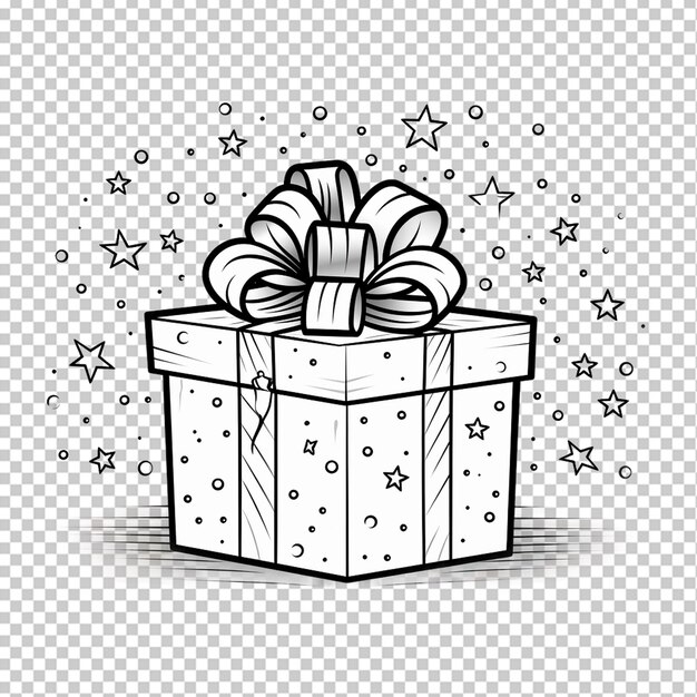 La caja de regalos de la línea de arte de estilo black friday elemento png