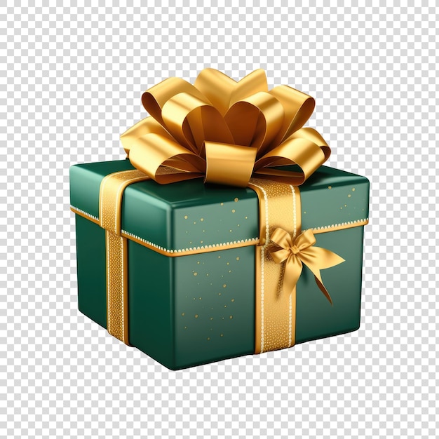 PSD caja de regalos de navidad cinta cuadrada roja y dorada fondo transparente realista