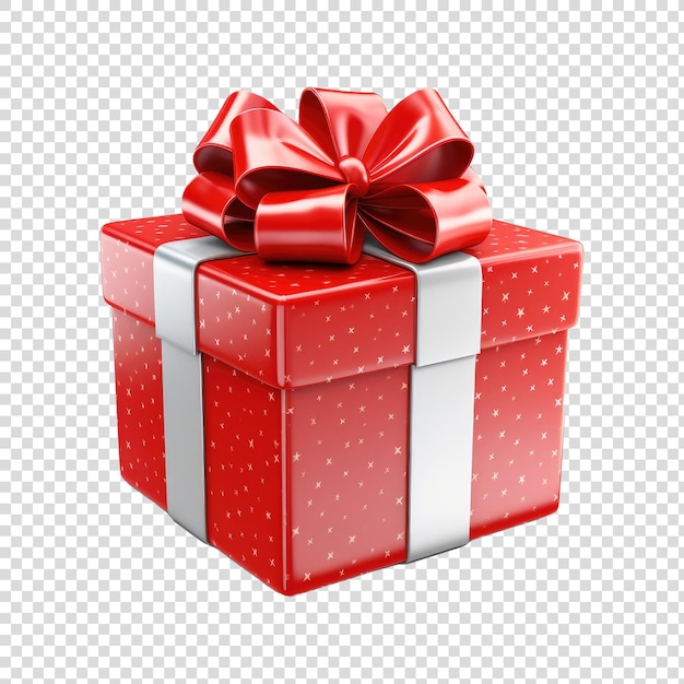 PSD caja de regalos de navidad cinta cuadrada roja y dorada fondo transparente realista