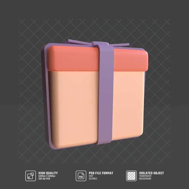 Caja de regalos de render 3d simple para san valentín con color pastel suave, ilustración de concepto de san valentín 3d