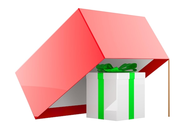 Caja de regalos en renderización 3D de la trampa aislada sobre un fondo transparente