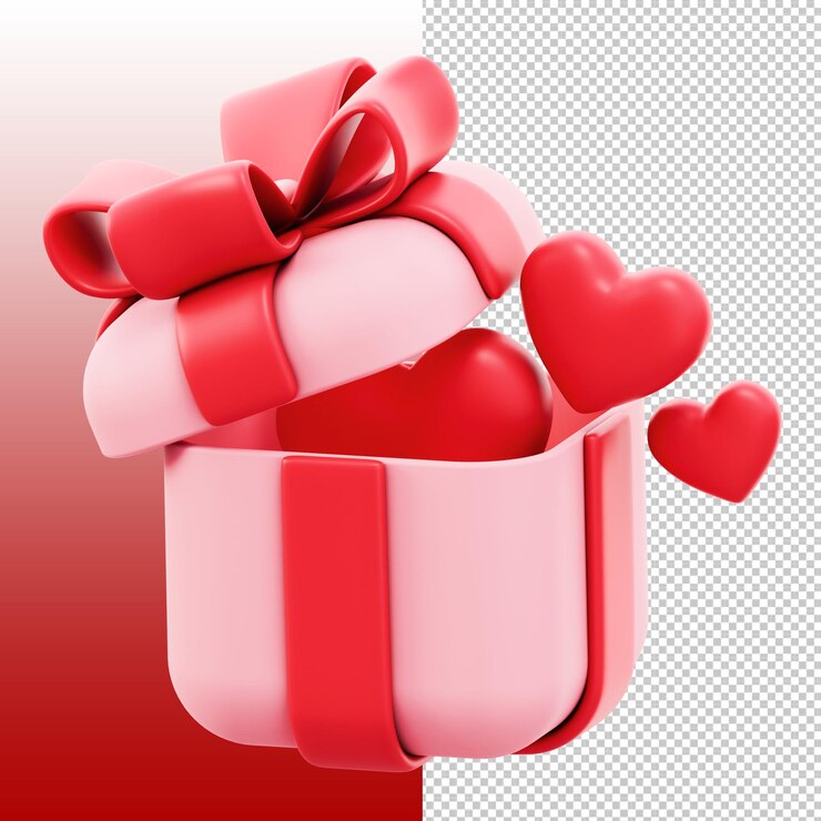 Caja de regalos de San Valentín con corazones