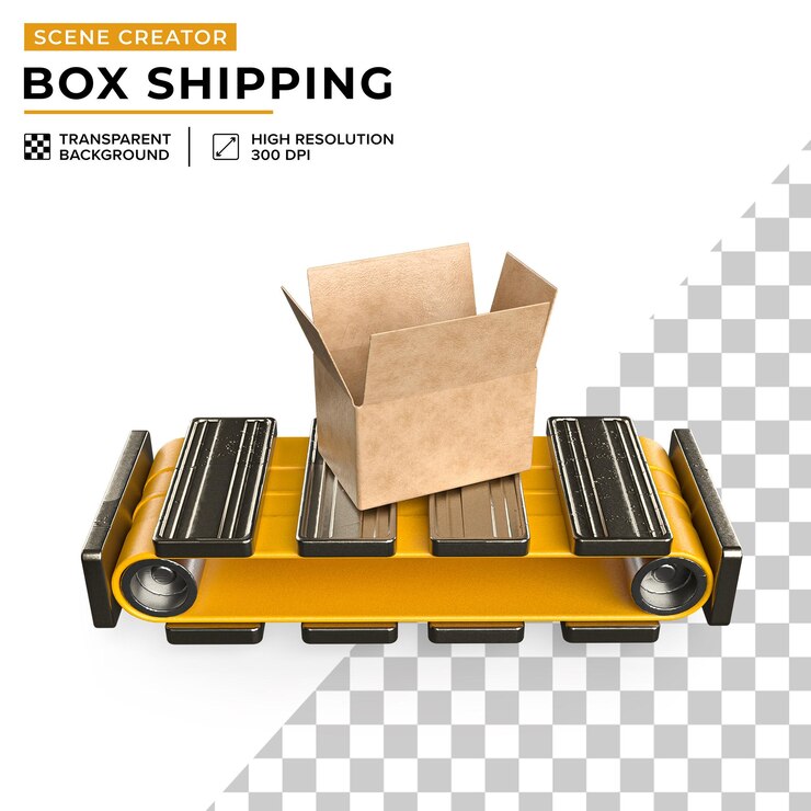 PSD caja rodante para el pedido de ilustraciones de dibujos animados en 3d