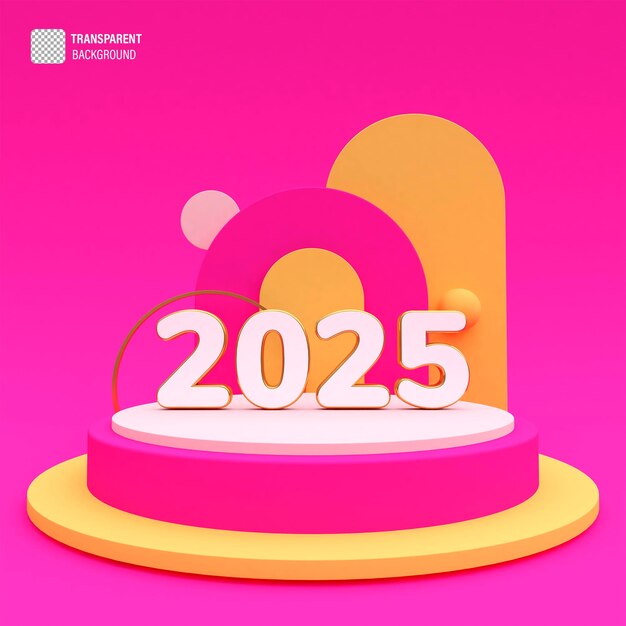 Una caja rosa con el nuevo año 2025