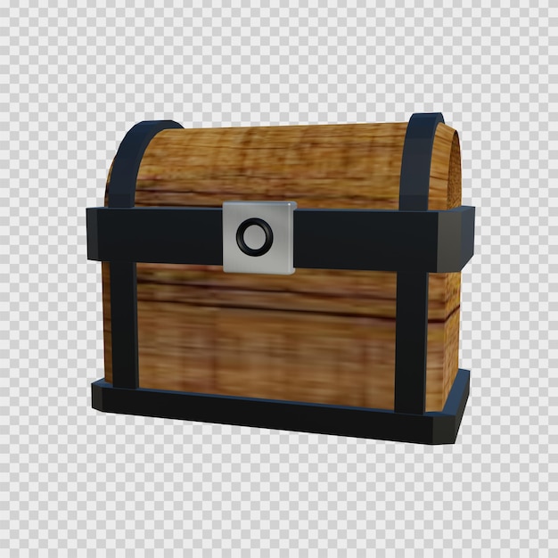 PSD caja del tesoro concepto de representación 3d, marrón de madera.