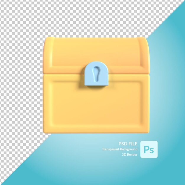 caja del tesoro representación de ilustración 3d